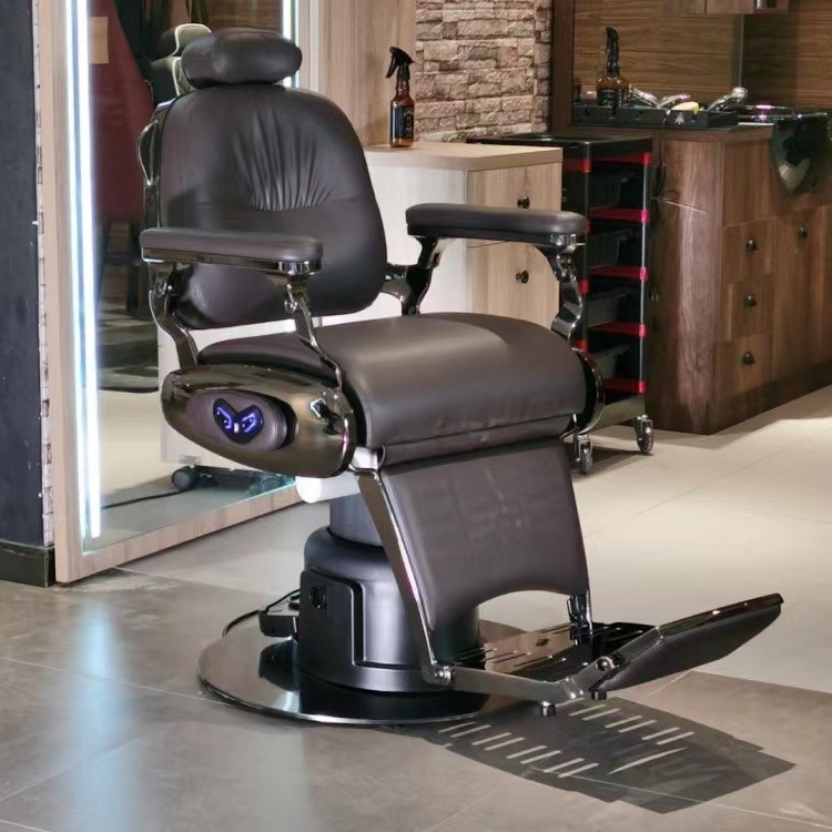 Sillón de barbero vintage para cortes de pelo, sillón de salón reclinable, sillón de barbero para hombres, sillón giratorio. image 19