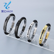 希音跨境饰品货源批发欧美霸气时尚编织手镯不锈钢男士个性皮手镯
