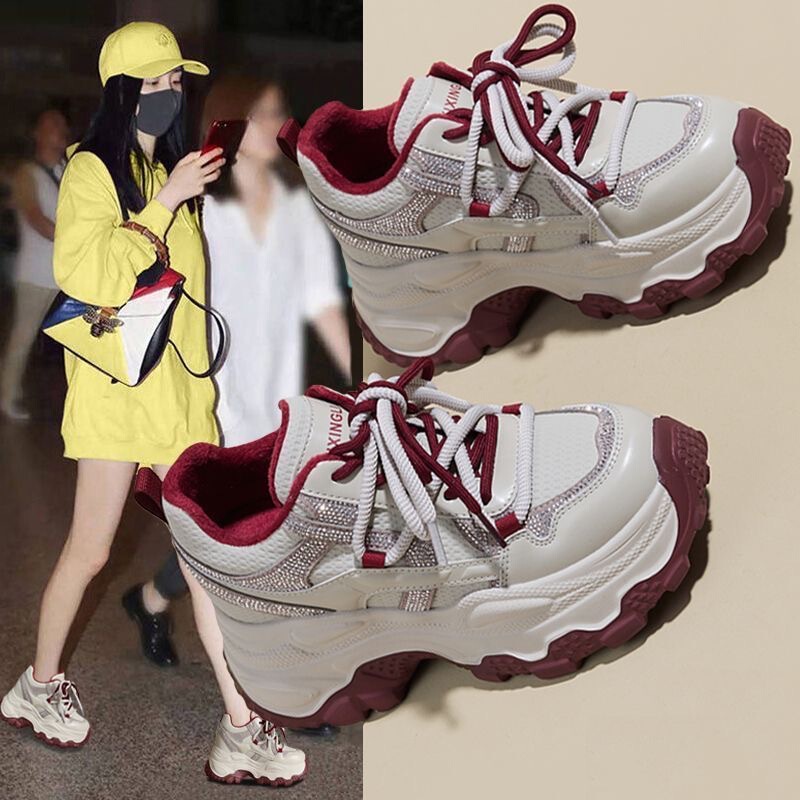 Women's Height-Increasing Dad Sneakers for Petite Individuals, 2026 Spring and Autumn New Breathable Rhinestone Versatile Thick-Soled Sports Shoes Women's Height-Increasing Dad Sneakers for Petite Individuals, 2026 Spring and Autumn New Breathable Rhinestone Versatile Thick-Soled Sports Shoes