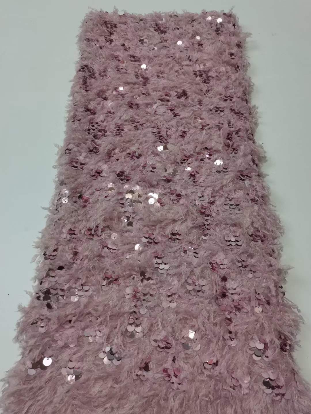 Nuevo xiangfei terciopelo bordado pieza de lana tela Otoño e Invierno vestido falda lentejuelas tridimensional encaje tela laceJX3001