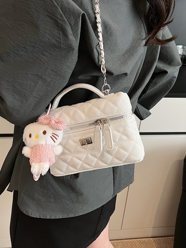 Xiaoxiangfeng bolso pequeño portátil mujer 2025 nueva moda cadena de rombos pequeño bolso cuadrado coreano bolso de mensajero simple