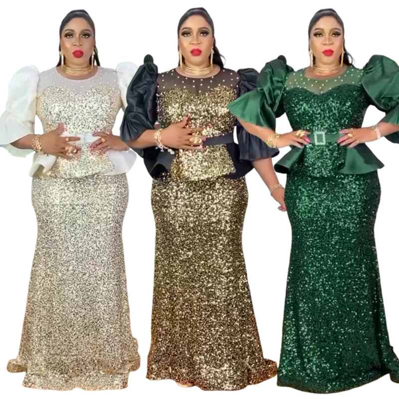 Cross-Border Foreign Trade Aliexpress Plus Size Women's Autumn New Heavy Sequin Fishtail Skirt High Waist Party Evening Dress Cross-Border Foreign Trade Aliexpress Plus Size Women's Autumn New Heavy Sequin Fishtail Skirt High Waist Party Evening Dress