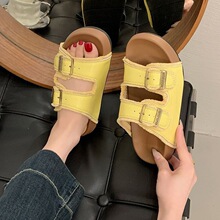 夏季外穿厚底勃肯一字拖女2025新款配裙子软底防滑度假沙滩凉拖鞋
