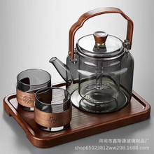 围炉煮茶壶玻璃茶壶加厚烟灰提梁壶大容量电陶炉煮茶提梁壶蒸茶壶