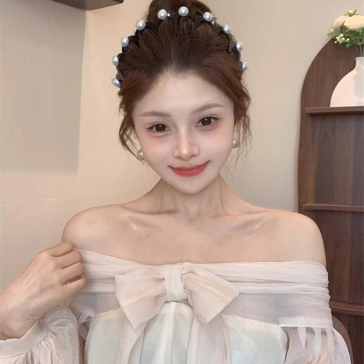 Pearl wave hairband 2025 nuevo cráneo alto lavado facial presión cabello temperamento con dientes antideslizante cabello brazo de cabeza