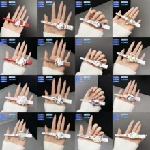 可爱闪边KT猫尖嘴夹亚克力像素字母发夹批发大号洗脸夹少女刘海夹