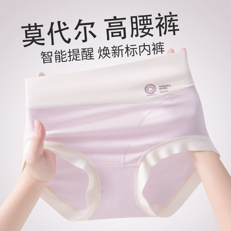 Renovación de la tecnología patentada estándar recordatorio modal entrepierna alargada entrepierna antibacteriana cintura alta talla grande ropa interior modal para mujer