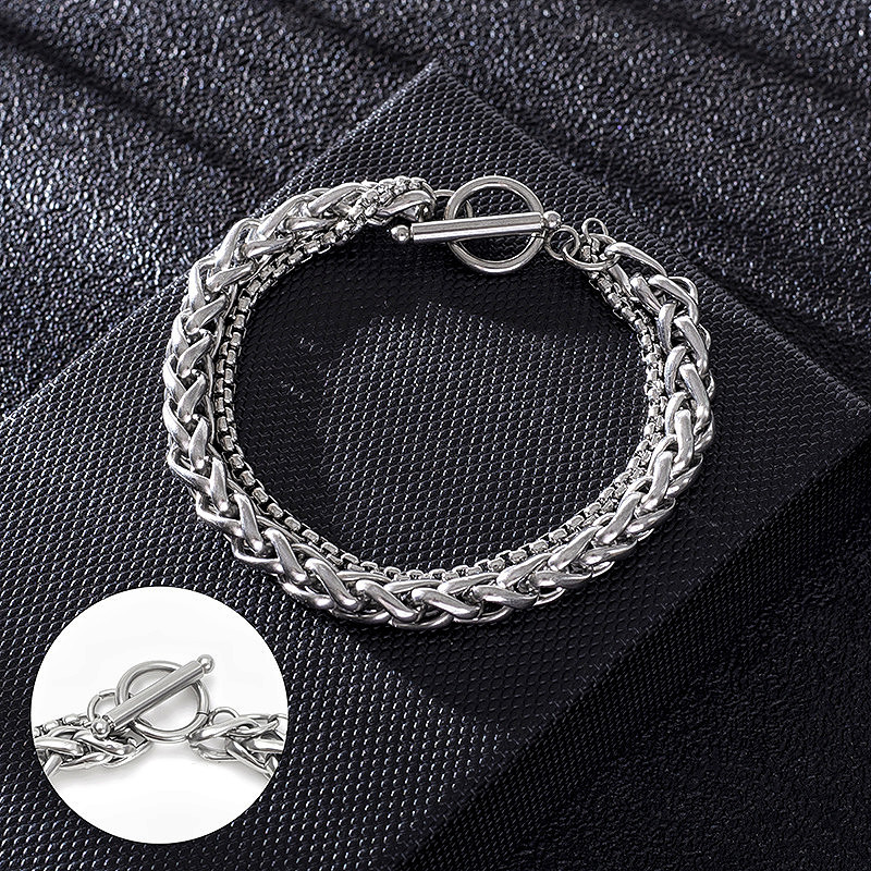 Hip-Hop Geometric Titanium Steel Plating Bracelets