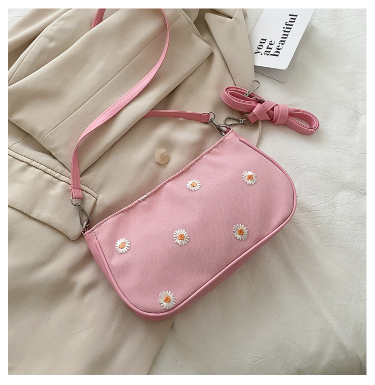 127g Weight Polyester Lining Material Zipper Closure Type Single Shoulder Strap Strap Type Shoulder Bag Bags Type Casual Occasion Pu Leather Material Daisy Pattern All Seasons Season Women's Gender Vacation Style Dumpling Shape Shape Small Size Women's Small Pu Leather Daisy Vacation Dumpling Shape Zipper Shoulder Bag 8