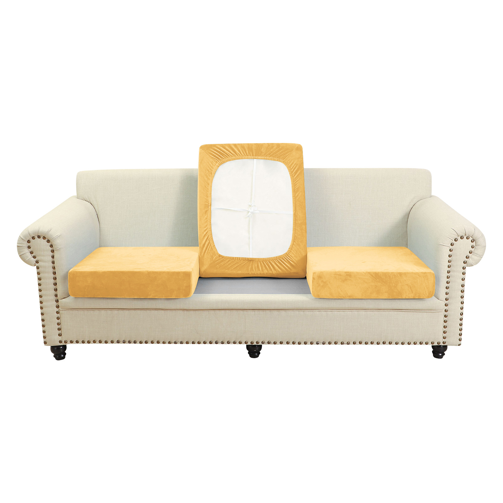 Copridivano elasticizzato in velluto con copertura completa_voghion.com