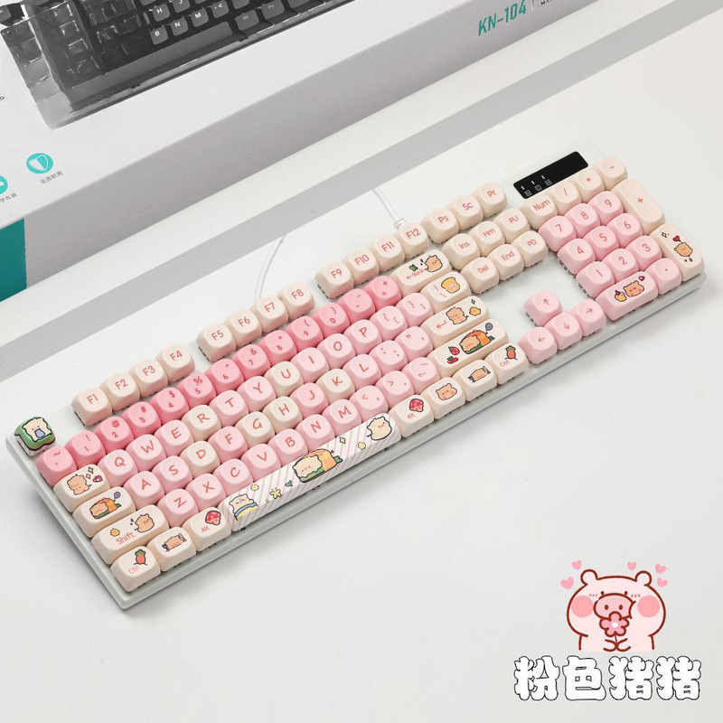 カスタマイズされた 104 キー有線メカニカルキーボード白色光 PBT テーマキーキャップホットスワップ可能な緑茶軸オフィスゲーム|undefined