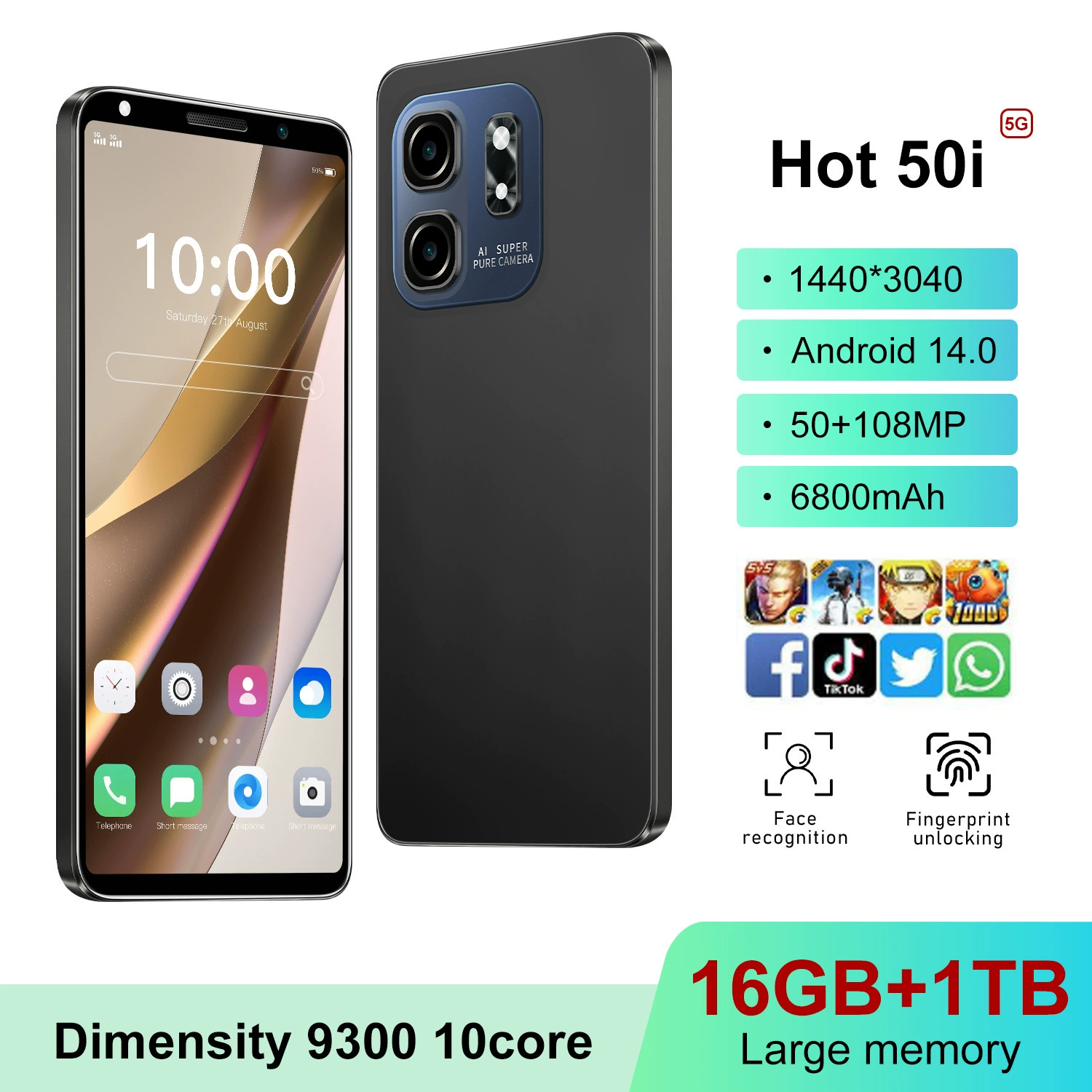Горячий новый кроссбордер мобильный телефон Hot 50i Android версия все в одном 5.0-дюймов 1+16Г глобальная версия производитель оптом