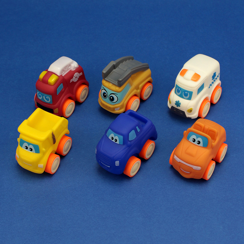 Factory wholesale children's mini toy cars, cartoon fire trucks, Q-version traffic model inertia toy cars