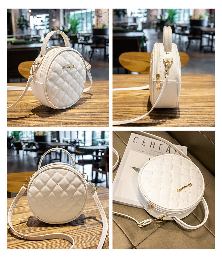 Trendy Mini Daire Çapraz Askılı Çanta - Kadınlar İçin Ayarlanabilir Askılı Vintage Esintili Kapitone Omuz Çantası_voghion.com