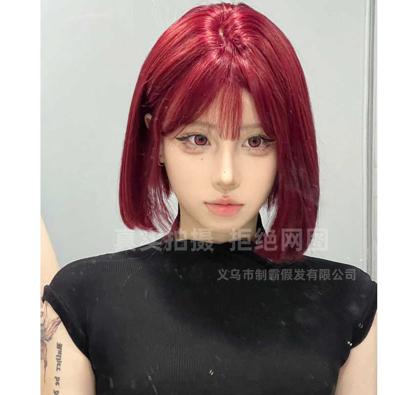 Bully wholesale wig female short straight hair mermaid Ji Hongbo head realistic white short hair whole wig cover