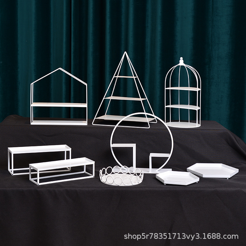 Hotel buffet estante de exhibición set de bandeja para café de la tarde estante de pastel estante de postre decoración de mesa de boda image 15