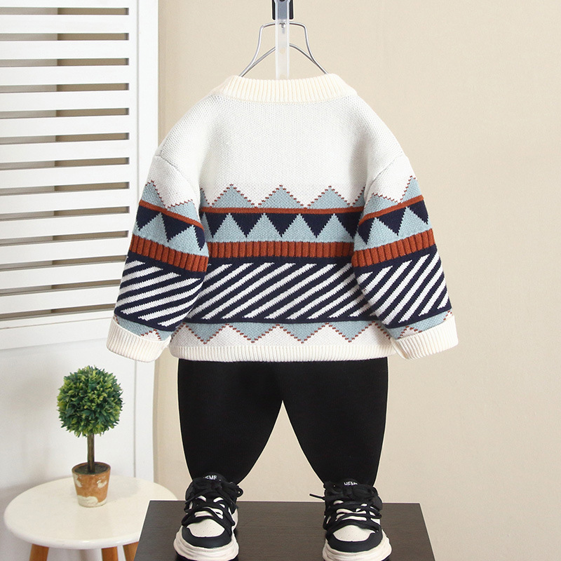 6692 Suéter para niños Otoño e invierno para niños Suéter grueso y cálido 2024 Nuevo estilo de bebé Invierno de estilo occidental image 4