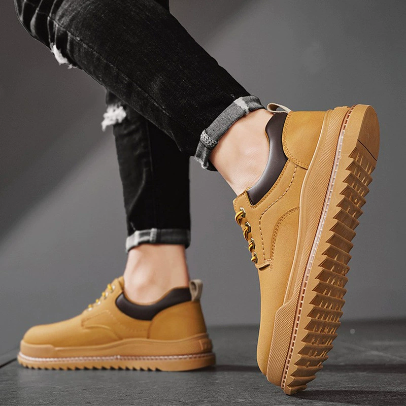 Ins Мужская обувь 2024 Осень противоскользящая, дышащая тенденция повседневная маленькая кожаная обувь мужская нижняя одежда обувь с джинсами