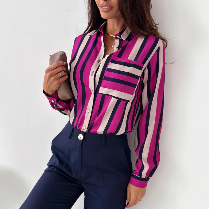 2023 estación Independiente deseo Amazon popular otoño nueva moda de manga larga con cuello en V camisa de las mujeres