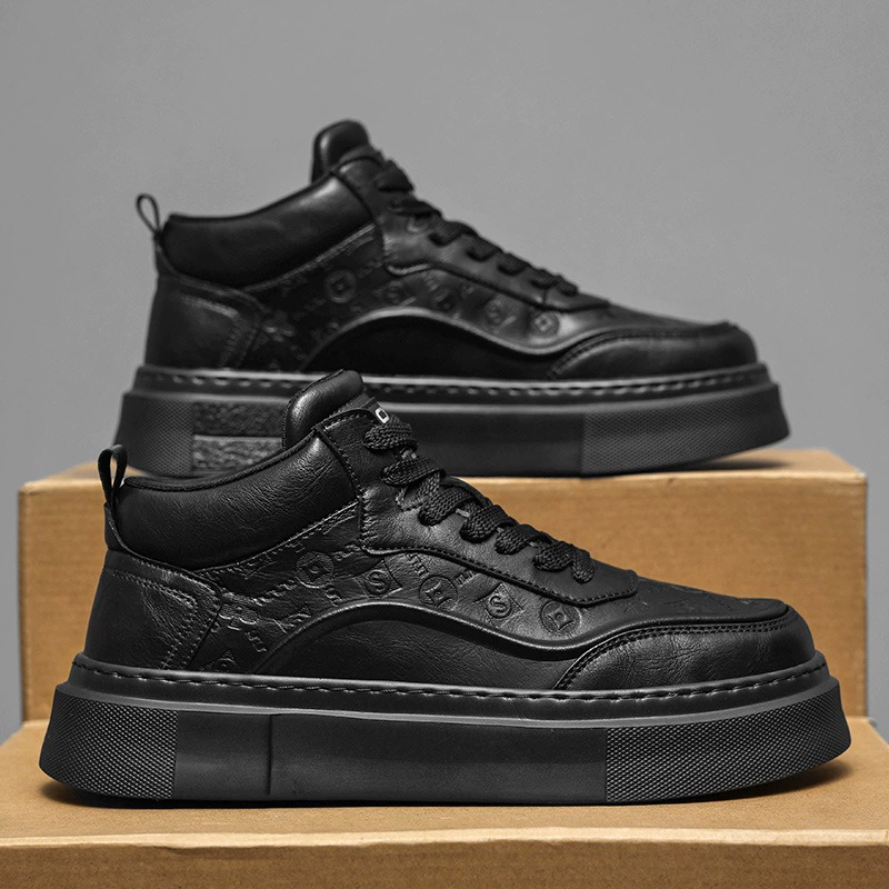 Высокие мужские туфли весной новый 2025 толстой подошвы повседневные кожаные туфли