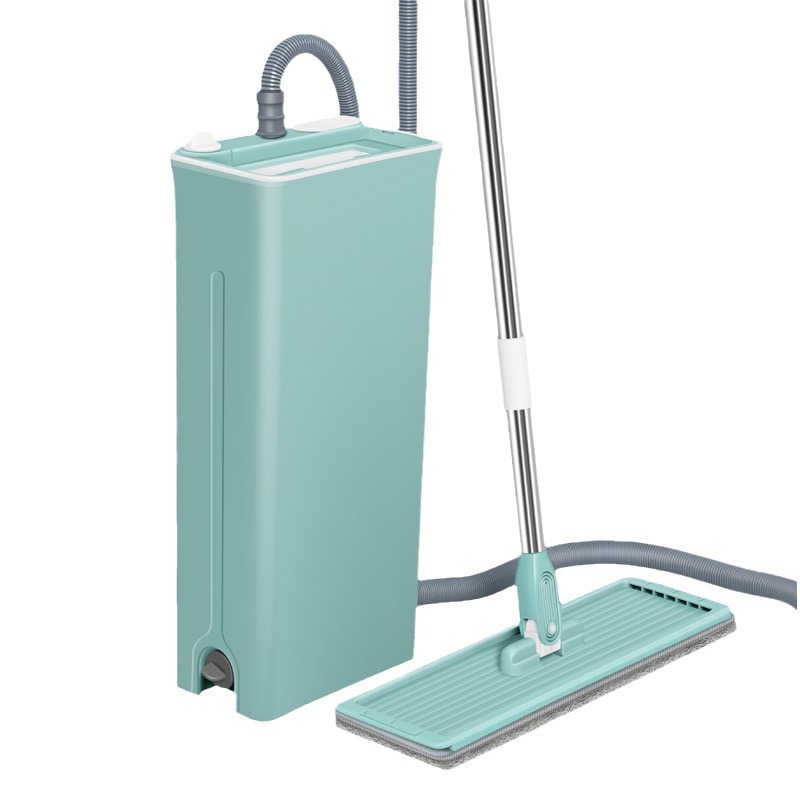 Un trapeador limpio sin lavado a mano trapeador plano seco y húmedo de doble propósito lavadora giratoria perezosa varilla de acero inoxidable universal absorbente de agua