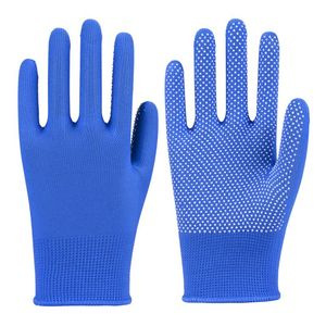 Guantes de protección laboral guantes antideslizantes de nylon guantes de distribución de goma para manejar y entregar guantes de trabajo de plástico de pantalla táctil de 13 pines