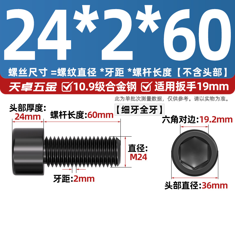 Винт Tianzhuo Hardware M24x2x60 полная резьба