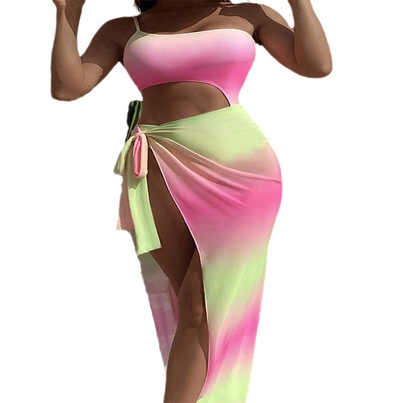 Amazon 2025 nuevo trajes de baño europeos y estadounidenses de mujer delgada y apretada camisa de playa de hombro al por mayor trajes de baño