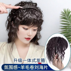 頭頂部分用付け毛ウィッグ 女性用ヘアフープ カールヘア コーンパーマ 白髪隠し 増毛ウィッグ 高温耐熱シルク製人工毛