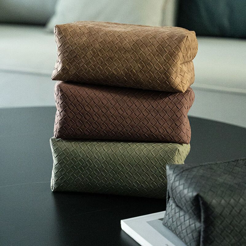 Light Luxury Woven Leather Texture Tissue Box for Car, Home, Living Room, Bedroom, Napkin Storage Box, Tissue Holder