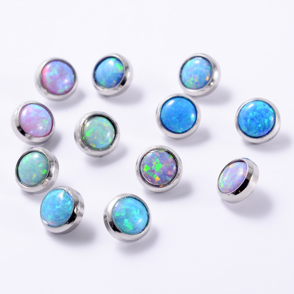 Wholesale Simple Style Round Stainless Steel Artificial Gemstones Buried Bone Nail Skin Nail display picture 3