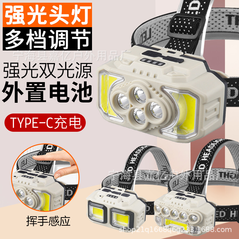 Transfronterizos COB inducción headlight led zoom al aire libre montañismo luz de pesca nocturna al por mayor image 1