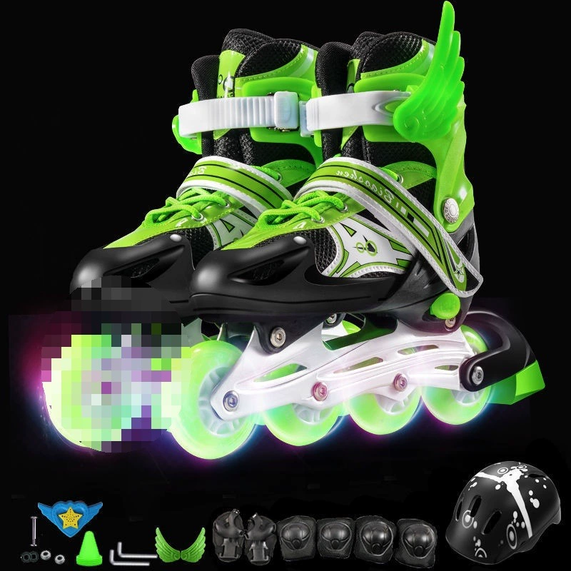 Children's set for boys, flashing roller skates for adults, full set