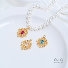 ��ɫ14K������ʯ���Ļ������ε����ֹ�diy��������朶�����