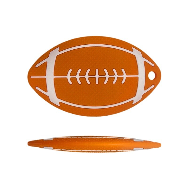 Amazon venta transfronteriza nueva goma de silicona de rugby para bebés tranquilizadores de calidad alimenticia mordiendo le goma de silicona madre e infante