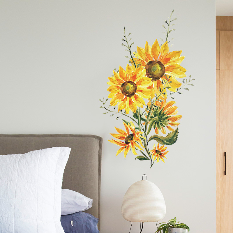 Mode gemalt Sonnenblume Schlafzimmer Wohnzimmer Veranda Wandaufkleberpicture6