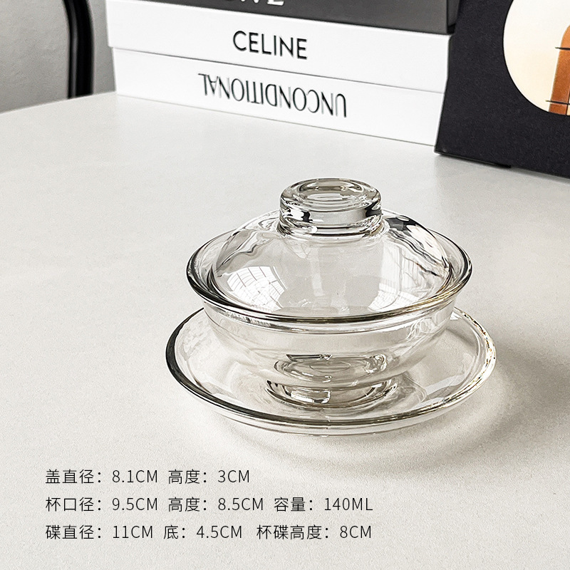 InsFengXin cuenco cubierto de estilo chino taza de vidrio hielo taza de café americana doméstica postre de alto valor facial conjunto de platos de nido de nido