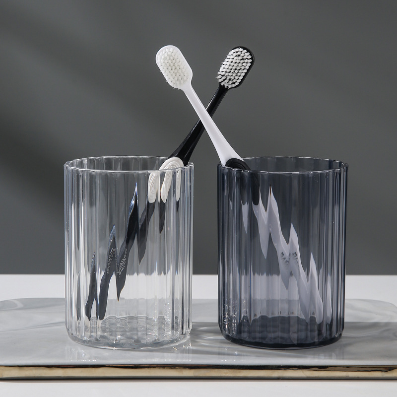 Taza de lavado de rayas de lujo, taza de cepillo de dientes transparente para parejas, taza de lavado doméstica, taza de almacenamiento de taza de estilo nórdico, taza simple