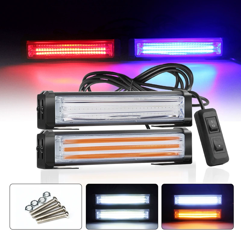 Автомобиль один перетащите два средних чистых света COB вспышка бампер свет дневные ходовые огни красный синий предупреждающий свет модификация мотоцикла стробоскоп