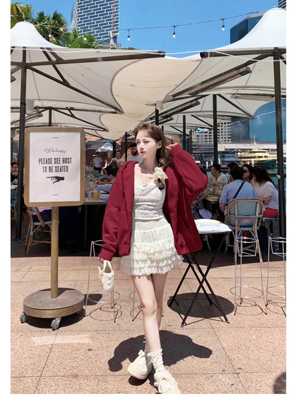 山东即墨卫衣外套女秋2025秋季新款女装美式宽松连帽衫小个子上衣|undefined