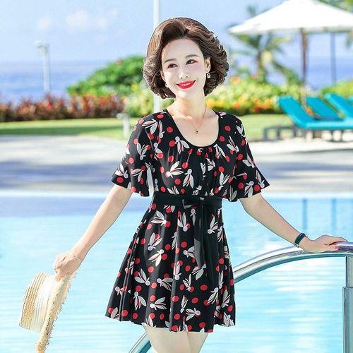 Mom's Style Women's 2024 New Conservative Slimming Stomach Covering Mature Plus Size Separate Fashion Vacation Swimwear