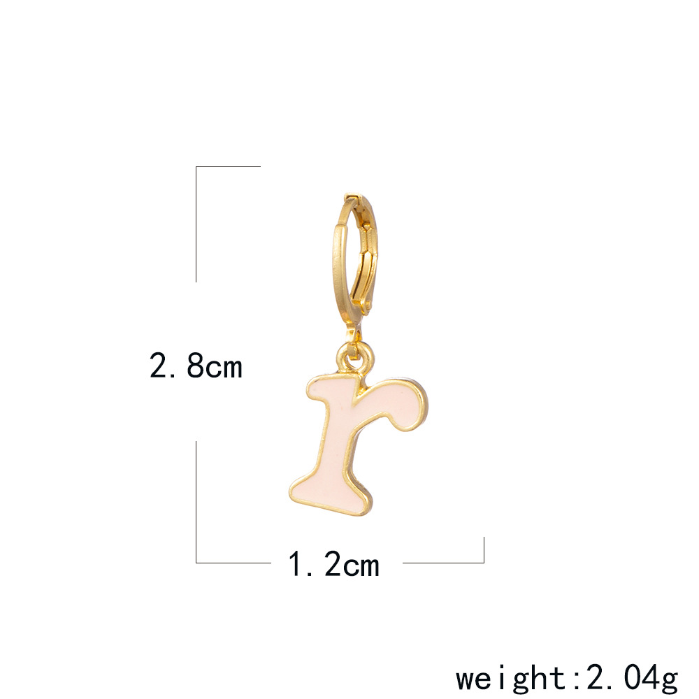 cartoon small letter earrings personality drop oil color 26 letter ear clippicture55