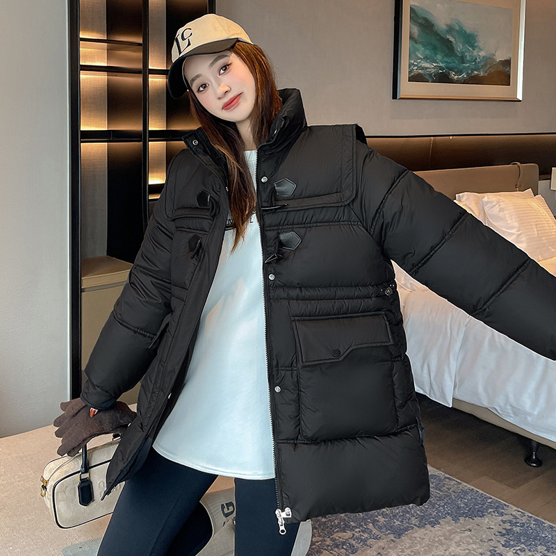 2025 invierno nuevo diseño coreano calentamiento casual engrosado abrigo de cuello naval