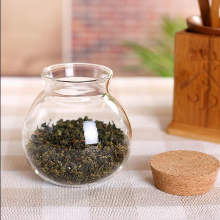 Recipiente para té de flores, frasco de almacenamiento sellado a prueba de humedad, frasco esférico de vidrio, frasco para almacenamiento de granos, frasco redondo de vidrio para té.