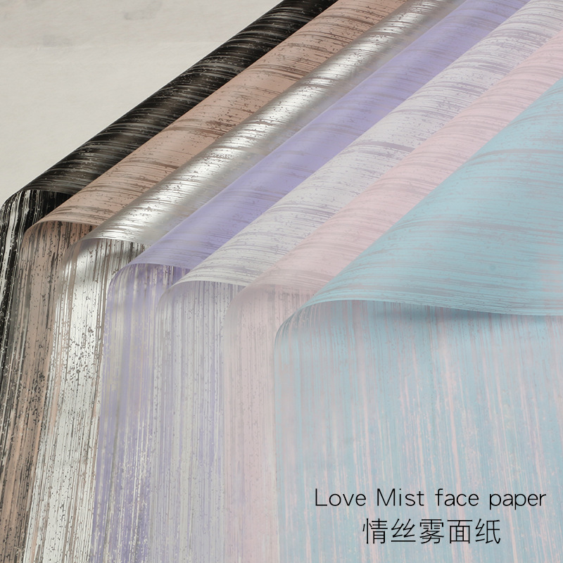 Huaxi transfronterizo al por mayor seda amor niebla papel florista hansu papel impermeable OPP papel de envoltura flor floral papel de embalaje ramo de flores