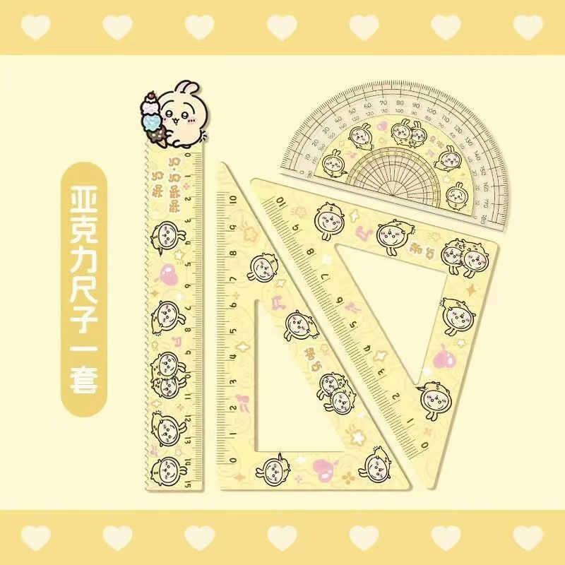 新しい Jiyikawa 定規セット アクリル製 小学校用品 高価値 15cm 定規 三角定規|undefined