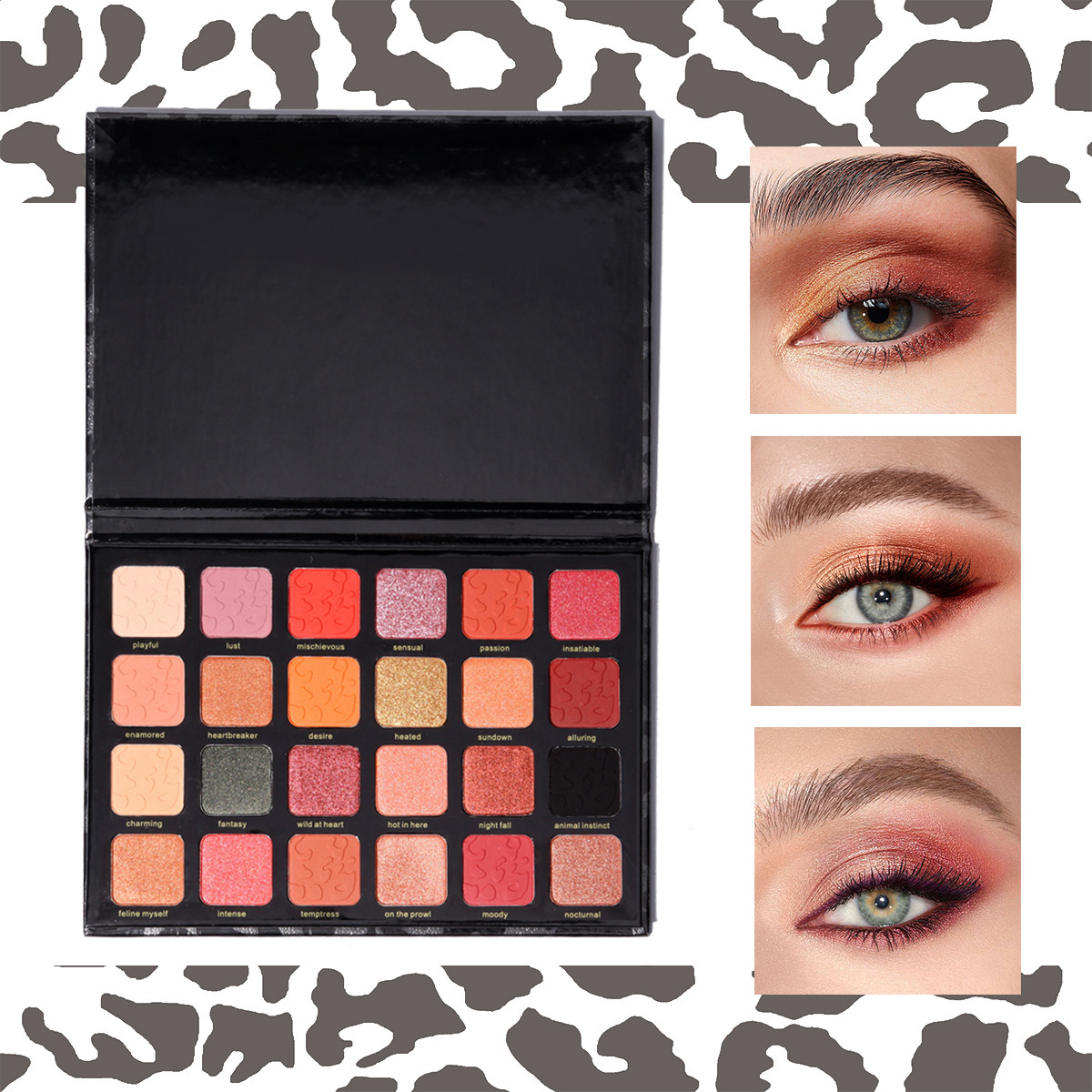 Cross-border bestseller MAFFICK 24-color leopard print eyeshadow palette, chameleon pearlescent matte makeup effect Application Scenario