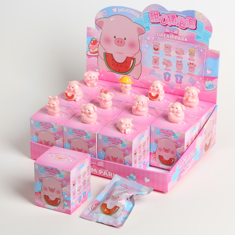 귀여운 핑크돼지 테마의 블라인드 박스 (블라인드백 포함, 큰 박스 1개에 작은 박스 12개 들어있습니다)