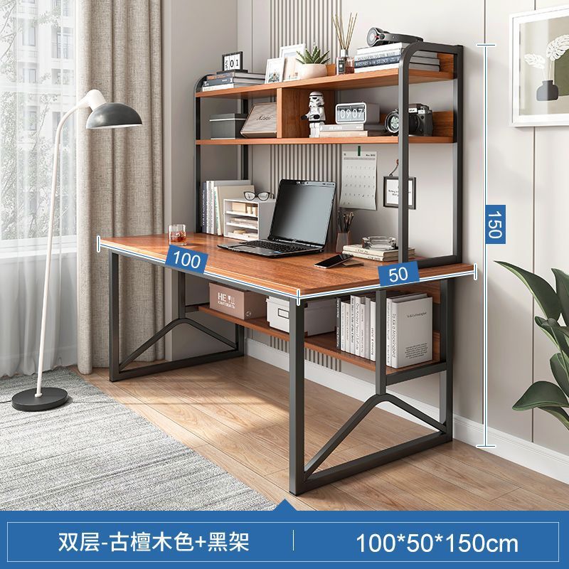 コンピュータの机の本棚の組み合わせのデスクトップの家庭用の簡単な学習机の寝室の学生は簡単に字の机を書きます。|undefined