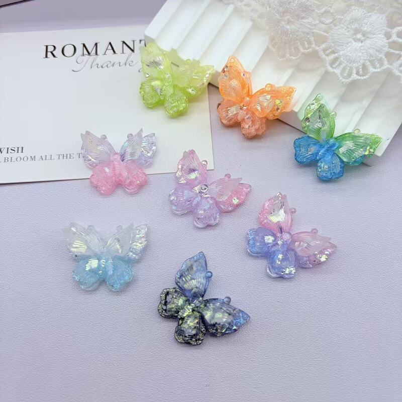 【Flashing Double-Layer Soft Butterfly】27Mm Luminous Firefly Butterfly Accessories Cream Glue Phone Case Material